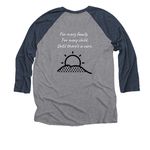 Awareness Month 2026, a Vintage Navy and Premium Heather 3/4 Sleeve Baseball Tee (back-view)