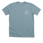 Heritage Collection Shirts, a Heather Blue Lagoon Premium Unisex Tee (back-view)