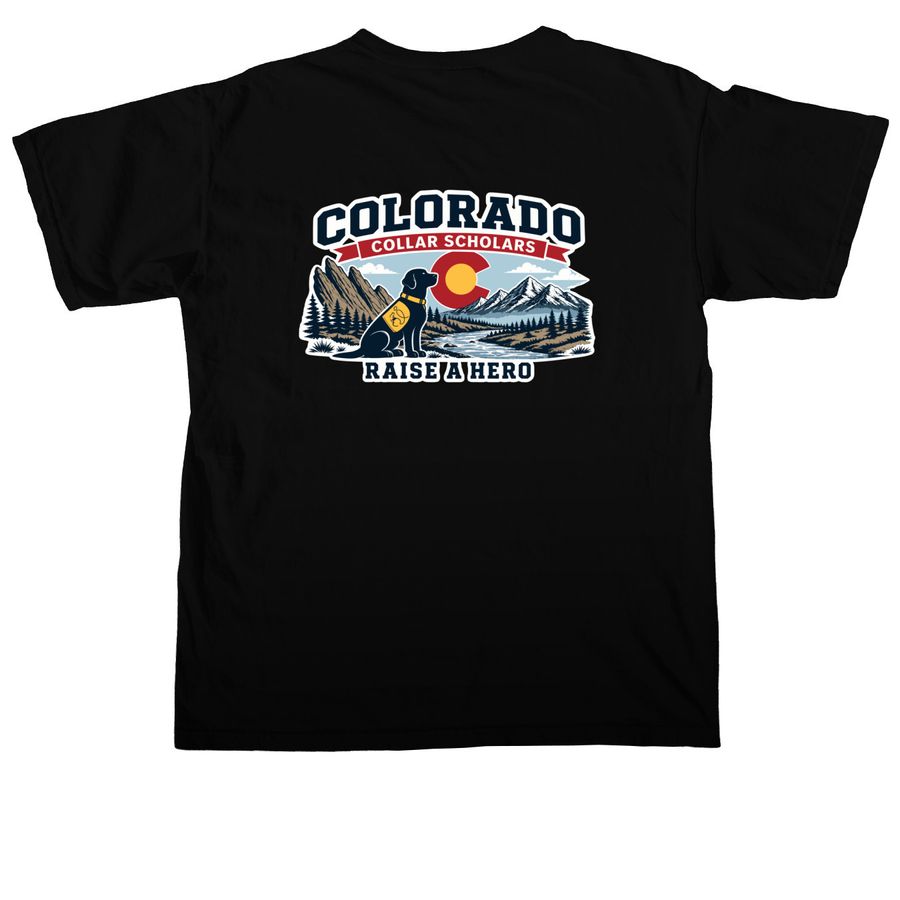 Colorado Collar Scholars, a Black Comfort Colors Unisex Tee (back-view)