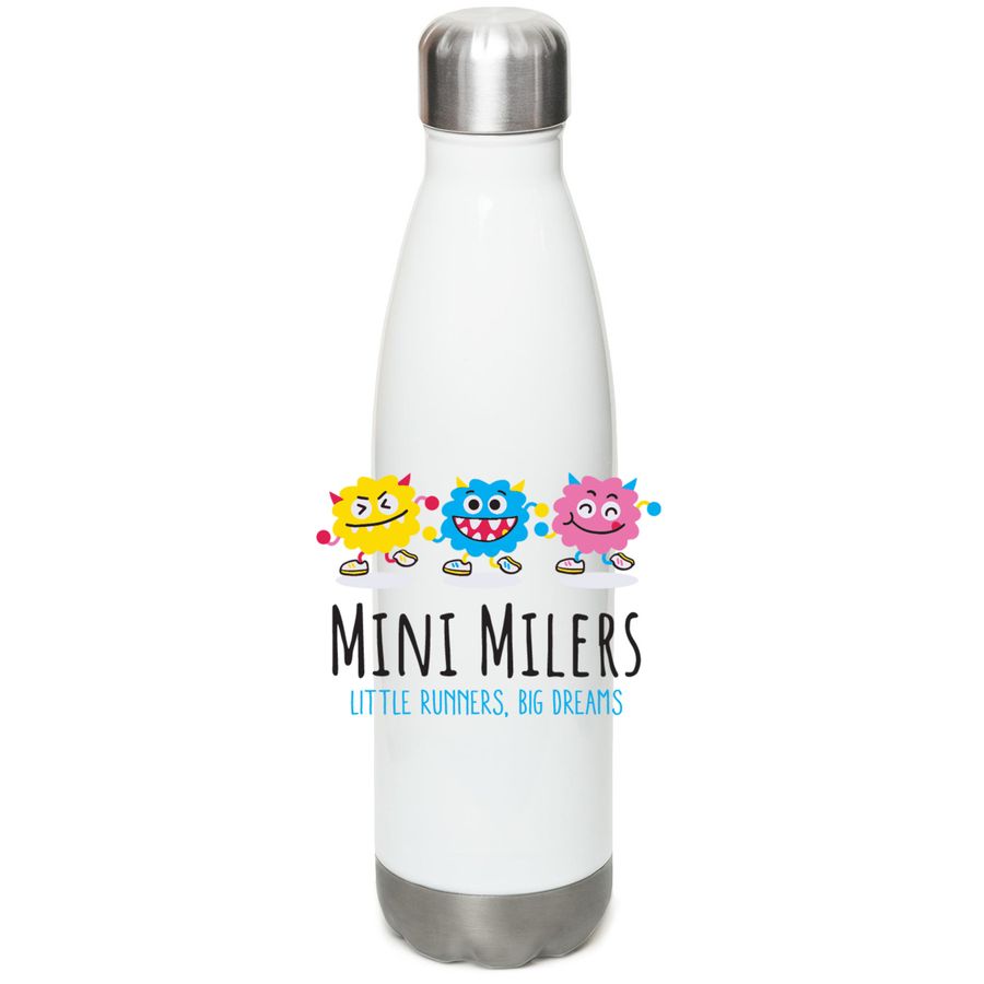 Mini Milers Water Bottle, a White Stainless Steel Water Bottle