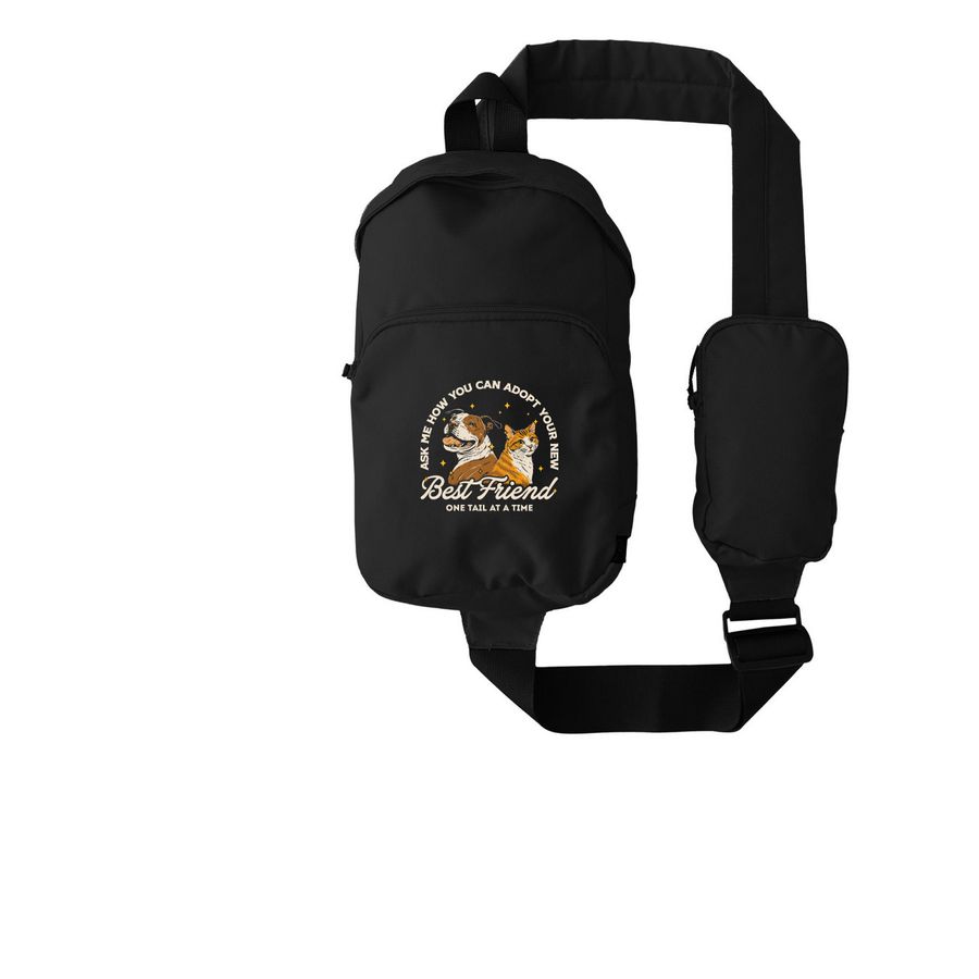 Ask Me How You Can Adopt Your New Best Friend, a Black Grove Sling Bag