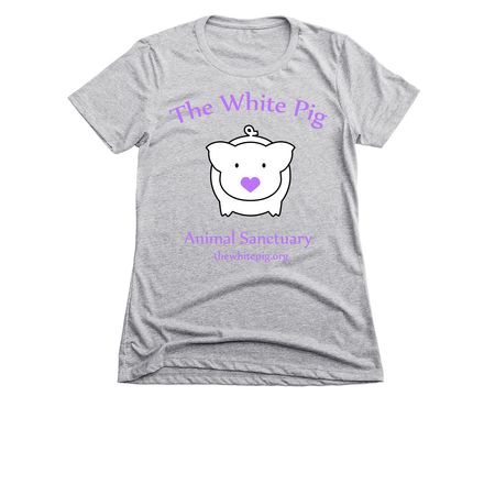The White Pig Sanctuary, a Dark Heather Grey Women's Slim Fit Tee