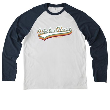 2026 Ferris State Wesley House, a Rebel Blue/ Bright White Allmade Eco Triblend Colorblock Raglan Long Sleeve Tee