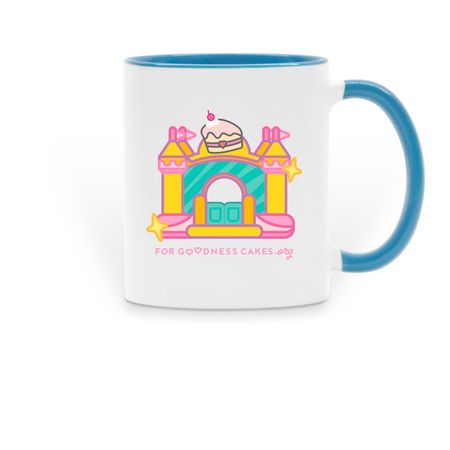 Rise and SunShine IE! ??, a Light Blue Two-Tone Ceramic Mug