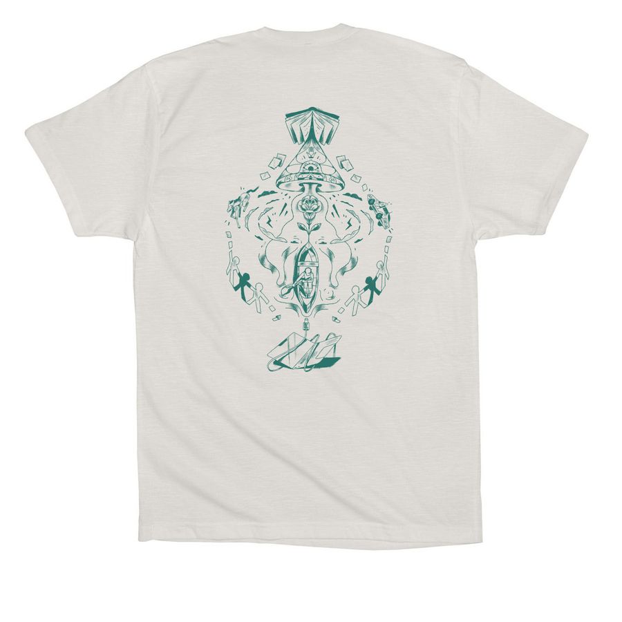 Limited Edition Green & White, a Vintage White Premium Cotton Tee (back-view)