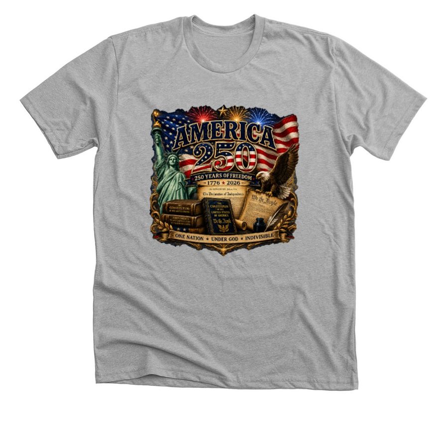 Men's: One Nation Under God, a Athletic Heather Premium Unisex Tee