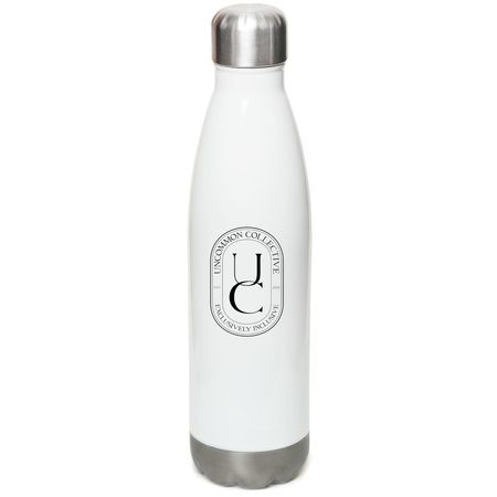 UC Logo Water Bottle, a White Stainless Steel Water Bottle