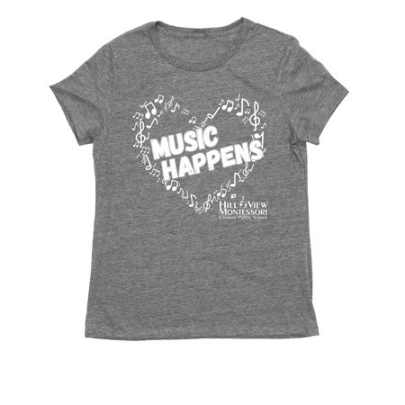 MUSIC HAPPENS, a Aluminum Grey Allmade Eco Triblend Women?s Tee