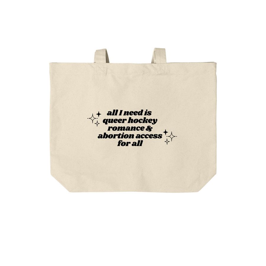 Queer Hockey Romance &Abortion Access For All, a Natural Cotton Canvas Tote Bag