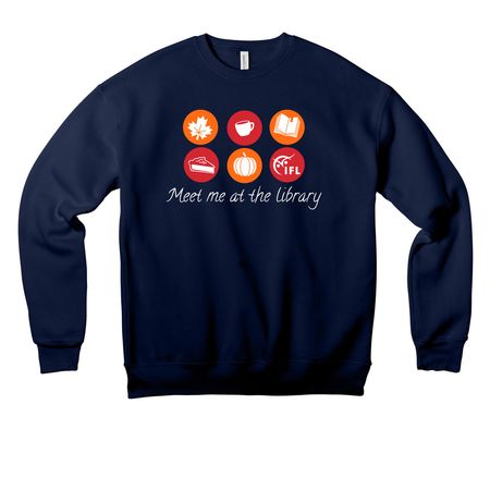 Meet me at the library, a Navy Premium Drop Shoulder Sweatshirt