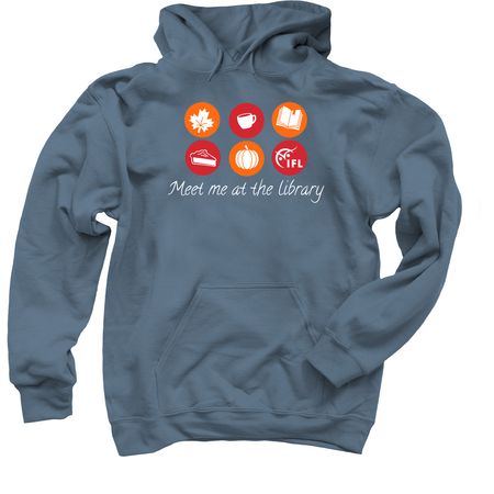 Meet me at the library, a Indigo Pullover Hoodie