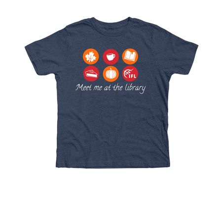 Meet me at the library, a Heather Navy Premium Youth Tee