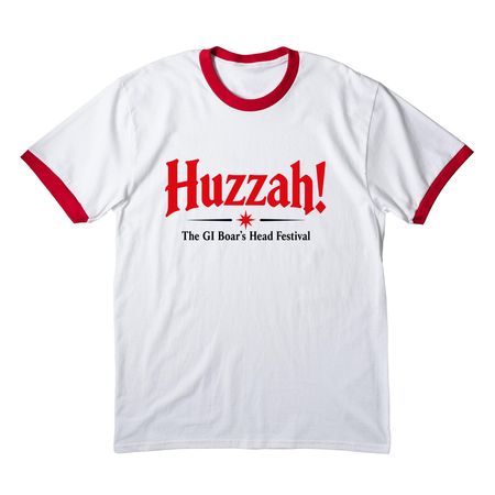 Huzzah!, a White/ Red Cotton Ringer Tee