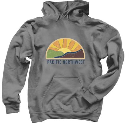 PNW Front Printed Sweatshirt, a Charcoal Pullover Hoodie