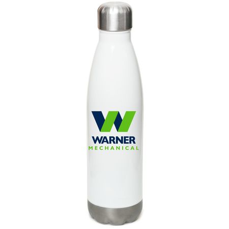 Warner Mechanical Drinkware, a White Stainless Steel Water Bottle