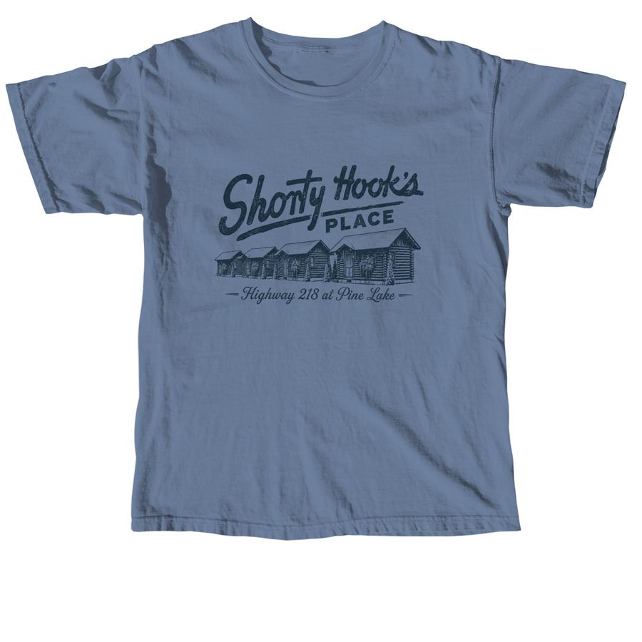 Shorty Hook's Place on Pine Lake, a Blue Jean Comfort Colors Unisex Tee