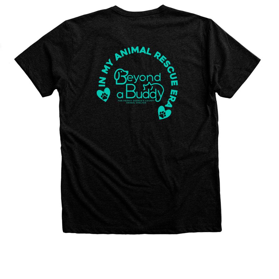 In My Rescue Era, a Black Heather Premium Unisex Tee (back-view)