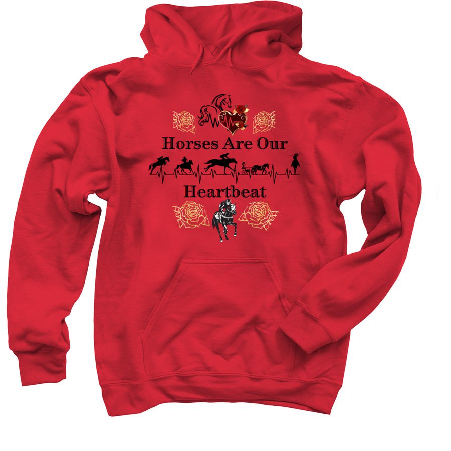 Roses Heartbeat Logo, a Red Pullover Hoodie