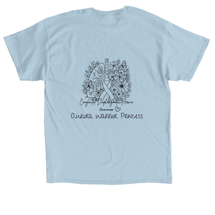 Aurora Princess Warrior - CDH Awareness, a Light Blue Classic Unisex Tee (back-view)