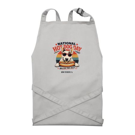 Hot Dog Day Apron, a Silver Recycled Bib Apron