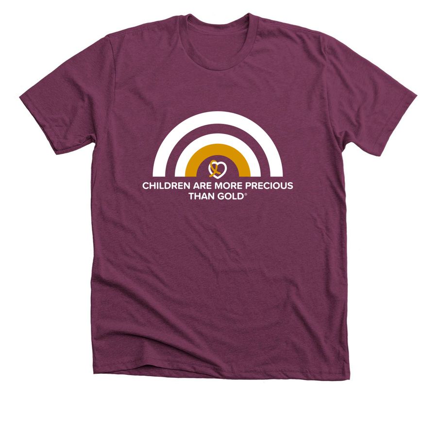 Children Are More Precious Than Gold? Rainbow, a Heather Maroon Premium Unisex Tee