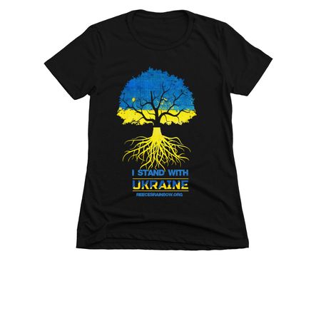 Ukraine Tree, a Black Women's Slim Fit Tee