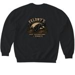 Felony's Landscaping Co, a Black Softstyle Crewneck Sweatshirt (back-view)