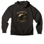 Felony's Landscaping Co, a Black Premium Heavyweight Pullover Hoodie (back-view)