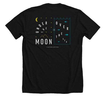 The Moon and Sea: Full Moon (Two-Sided), a Solid Black Blend Premium Unisex Tee (back-view)