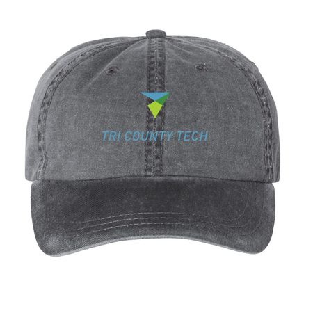 Printed TCT Logo Hat, a Black Printed Pigment Dye Baseball Cap