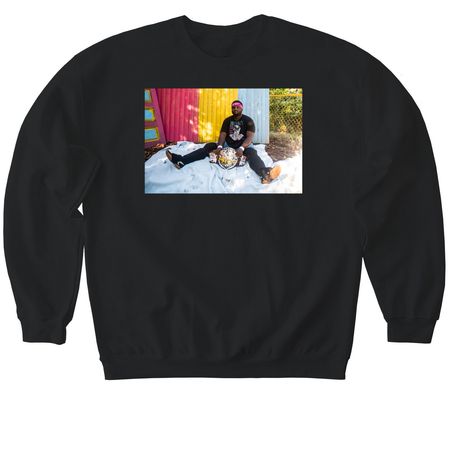 CHOCOLATE CITY CHAMP, a Black Softstyle Crewneck Sweatshirt