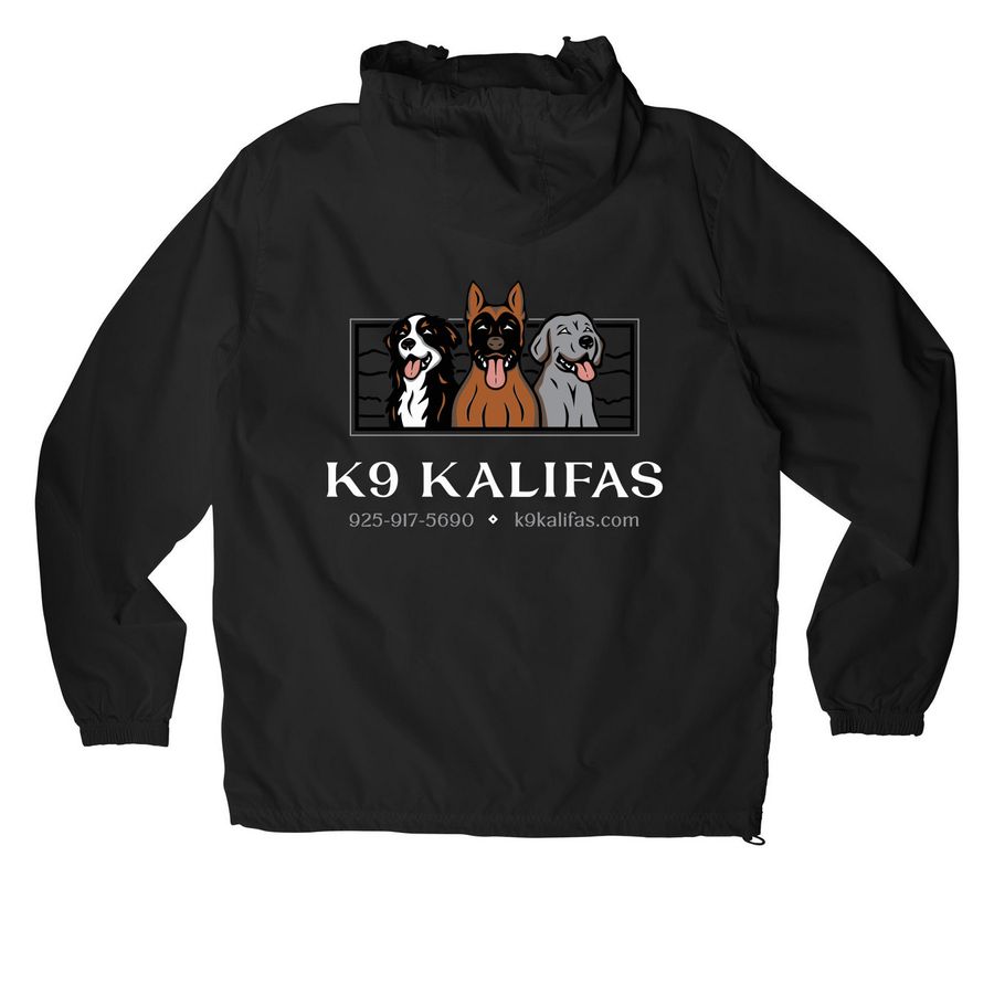 Train Your Dog Outdoor Collection, a Black Packable Anorak (back-view)