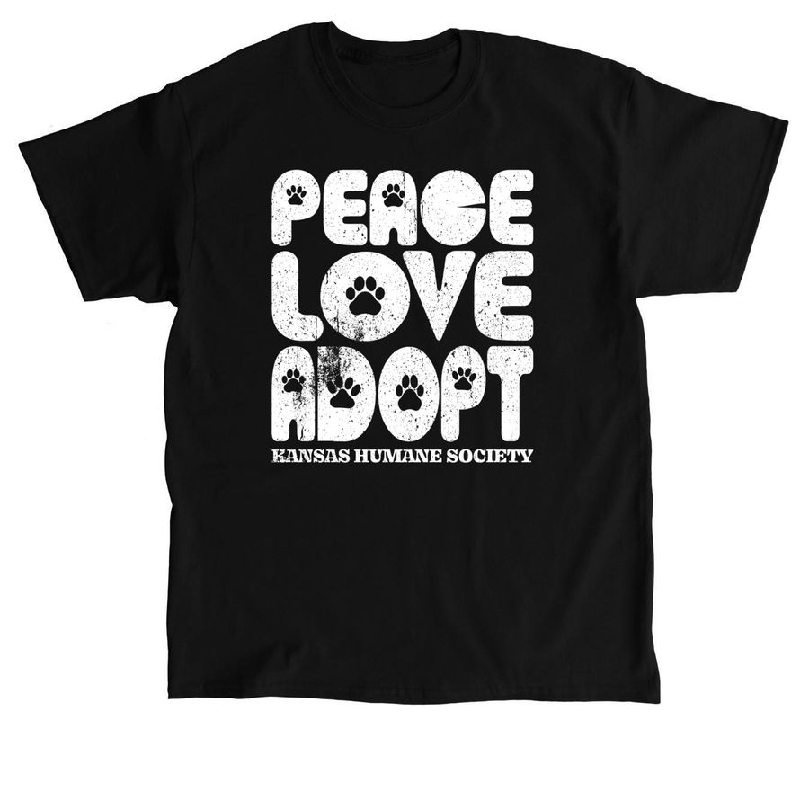 Peace Love Adopt, a Black Classic Unisex Tee