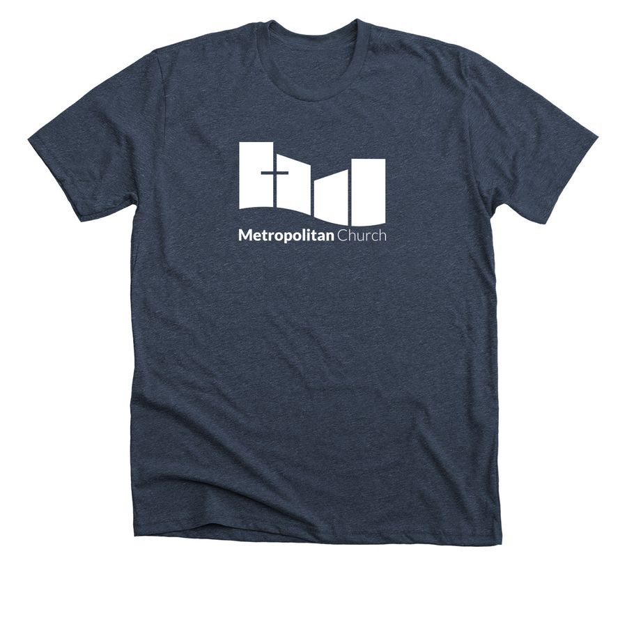 Metro Logo, a Heather Midnight Navy Premium Unisex Tee