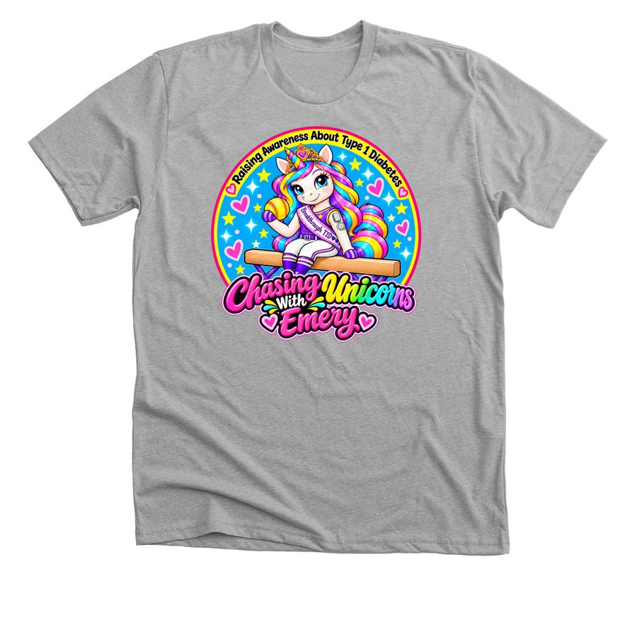 Chasing Unicorns T1D Walk Shirt, a Athletic Heather Premium Unisex Tee