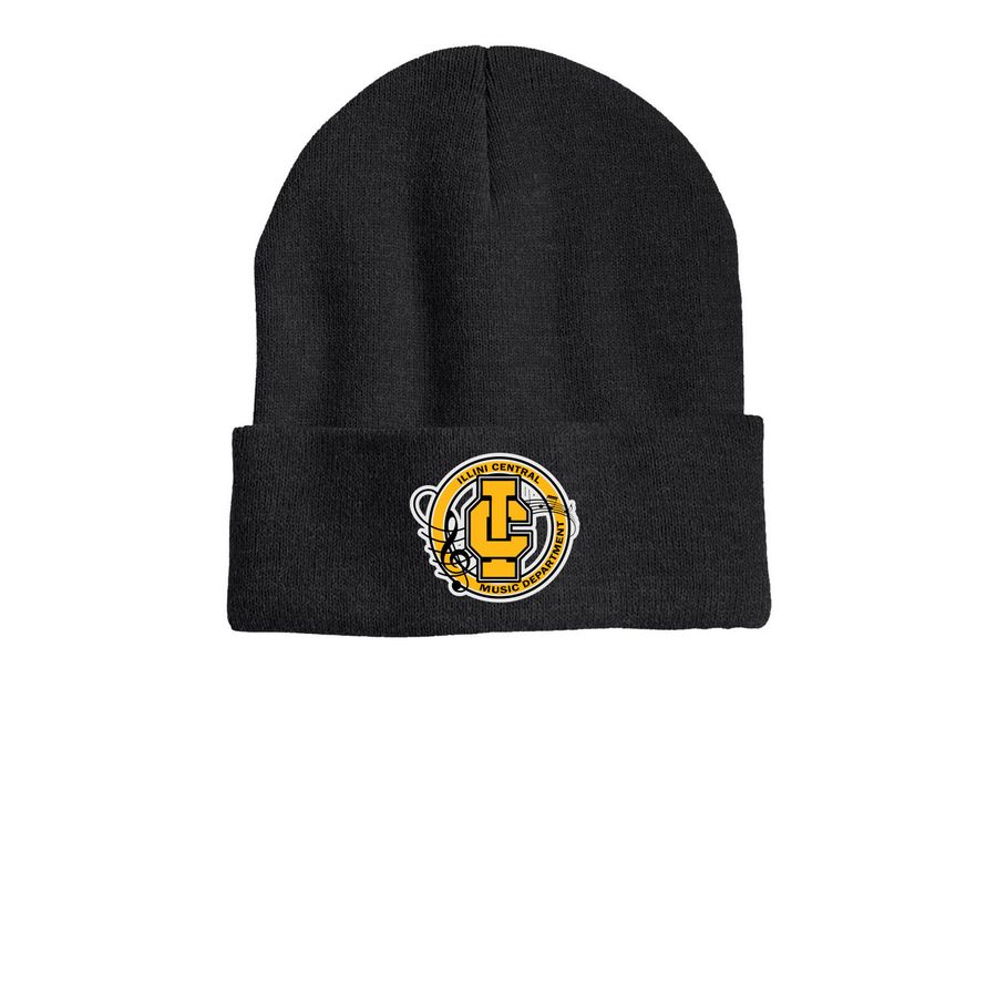 Music Dept Beanie, a Heather Charcoal Printed Cuffed Beanie