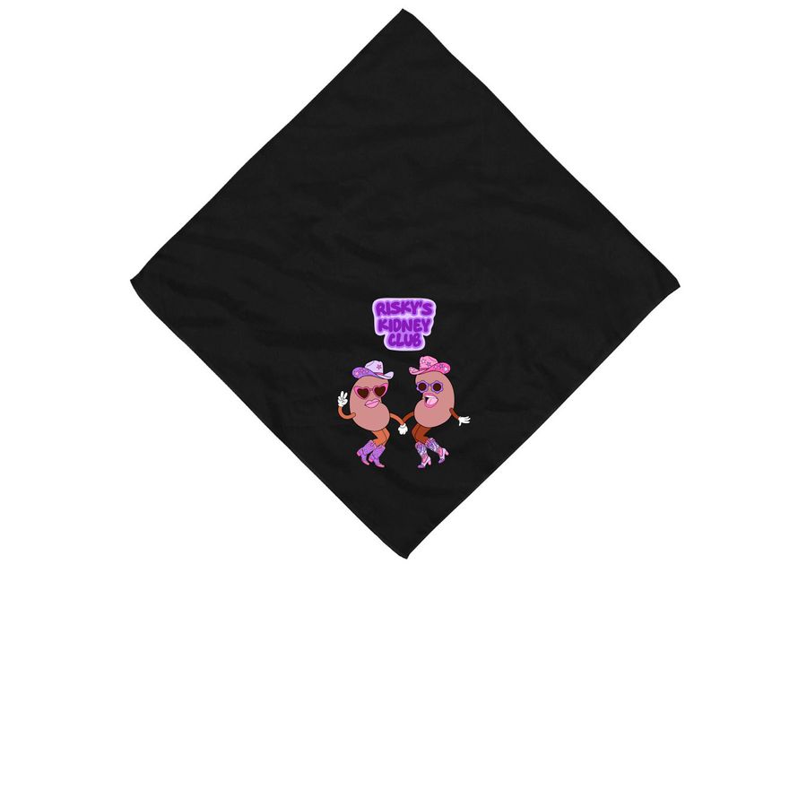 "Risky's Kidney Club" Bandana, a Black Cotton Bandana
