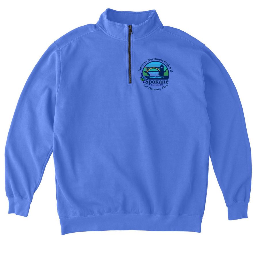 2026 Region 13 Convention attire, a Flo Blue Comfort Colors Quarter Zip Pullover
