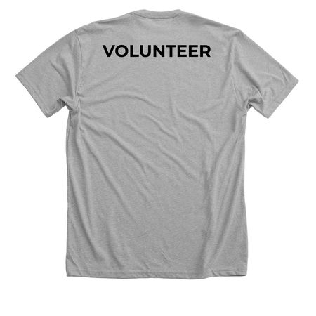 VOLUNTEER (on back), a Athletic Heather Premium Unisex Tee (back-view)