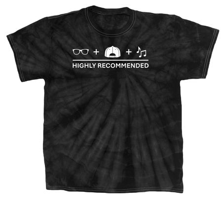 Shades + Hat + Music: Highly Recommended, a Black Classic Tie Dye Tee