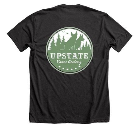 Upstate Canine Academy&nbsp;, a Dark Grey Heather Premium Unisex Tee (back-view)