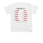 Youth Nametag Shirts, a White Youth Unisex Tee (back-view)