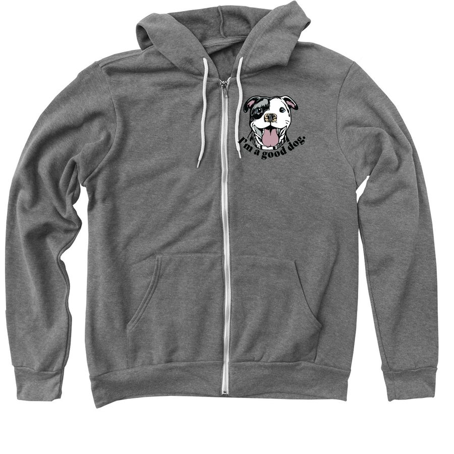 I'm a Good Dog (Pocket Pittie Edition), a Deep Heather Zip Up Hoodie