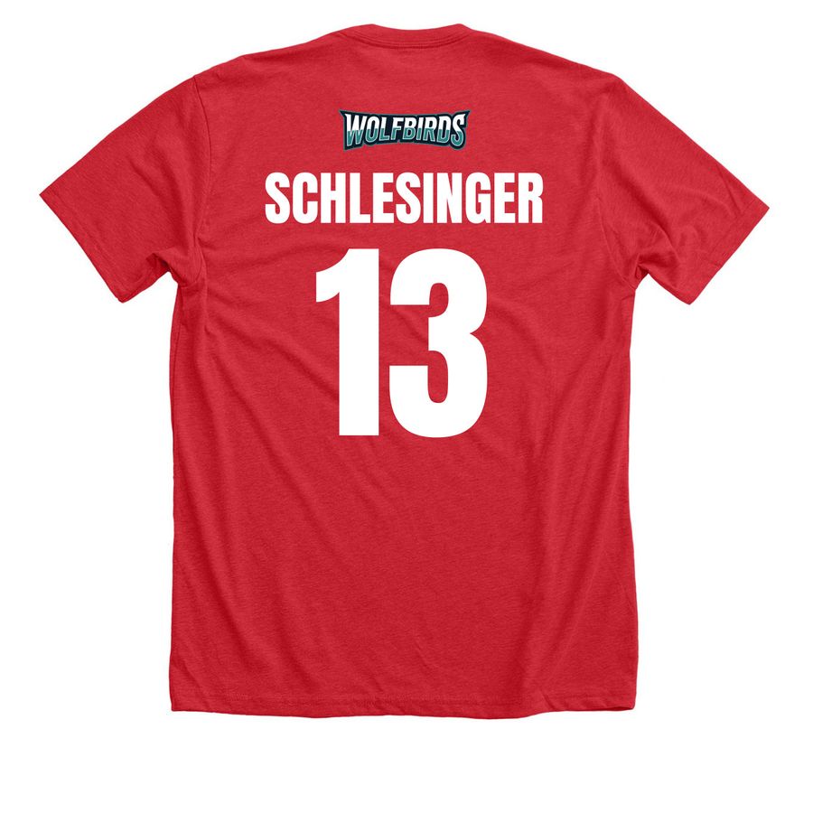 Schlesinger #13 - Tee, a Heather Red Premium Unisex Tee (back-view)