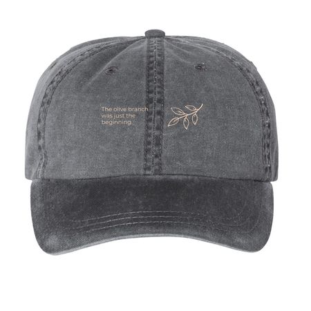 Olive Branch, a Black Printed Pigment Dye Baseball Cap