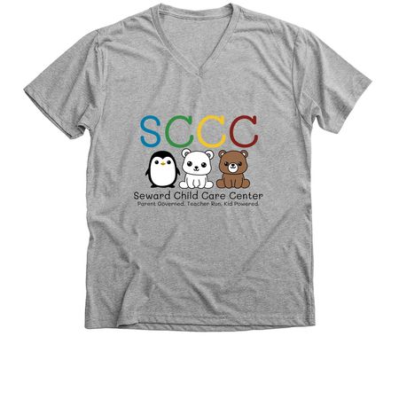 SCCC T-Shirts - Colorful Logo, a Athletic Heather Premium V-Neck Tee