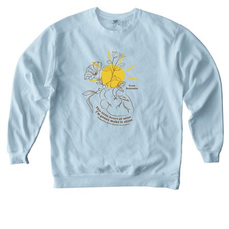 Team Benjamin Sunshine Heart, a Chambray Comfort Colors Crewneck Sweatshirt