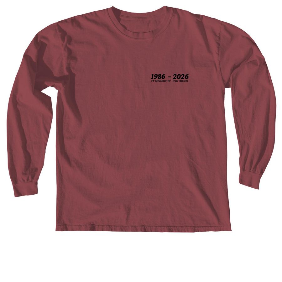 1986-2026 & Senior Class Quote, a Brick Comfort Colors Long Sleeve Tee
