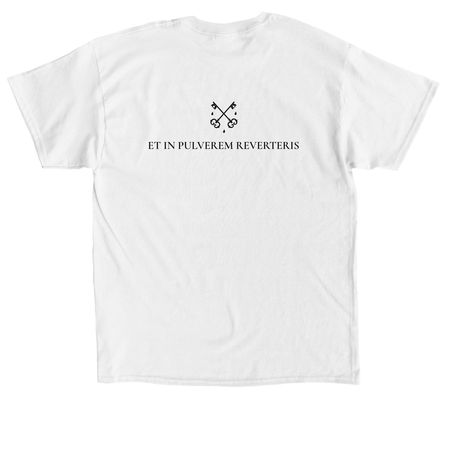 Pulvis Es Shirt (Wht), a White Classic Unisex Tee (back-view)