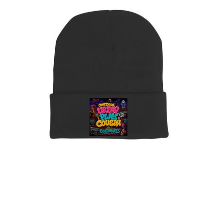 Playcousin Graffiti Beanie&nbsp;, a Black Printed Cuffed Beanie